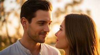 Man avoiding eye contact, showing lack of romantic interest.